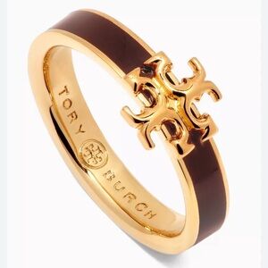 NEW Tory Burch Kira enamel ring gold-tone maroon colored band size 5.25